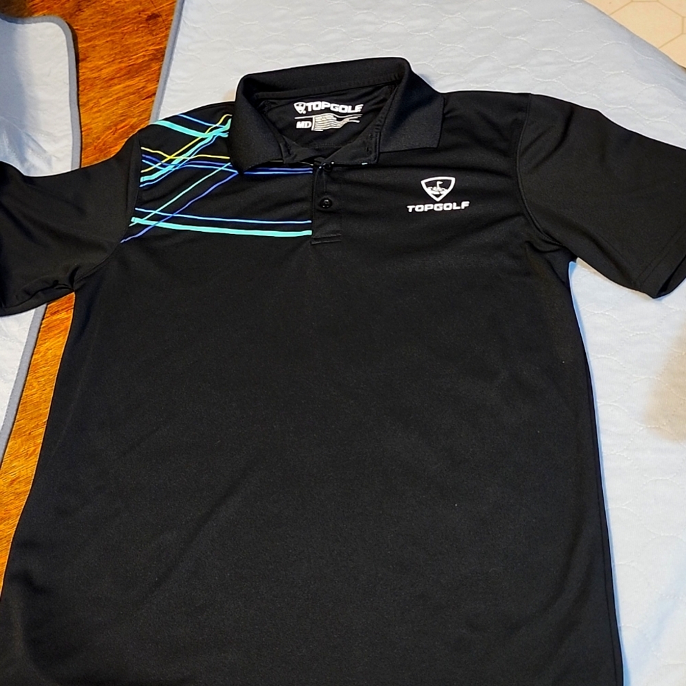 Top Golf Polo  Size M w Turquoise Strips